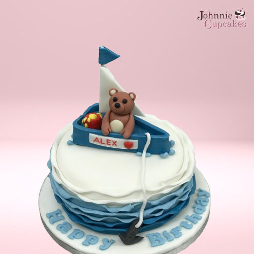 Teddy Bear Boat Birthday Cake