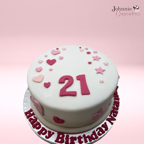 21st Heart & Stars Birthday Cake