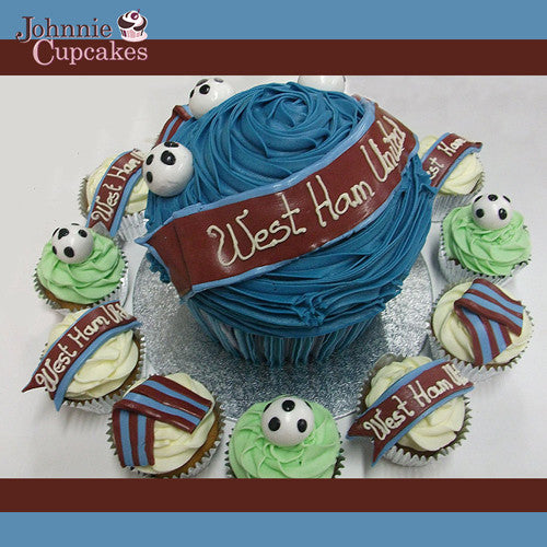 Giant Cupcake West Ham United - Johnnie Cupcakes