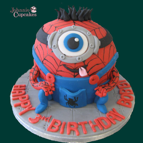 Giant Cupcake Minion Spiderman - Johnnie Cupcakes