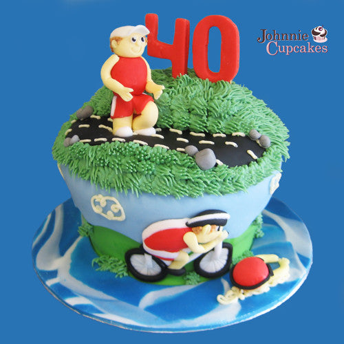 Triathlon Theme Cake - Johnnie Cupcakes