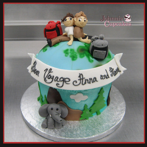 Bon Voyage Theme Cake | bakehoney.com