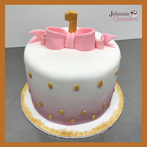 1st Birthday Cake Pink Bow