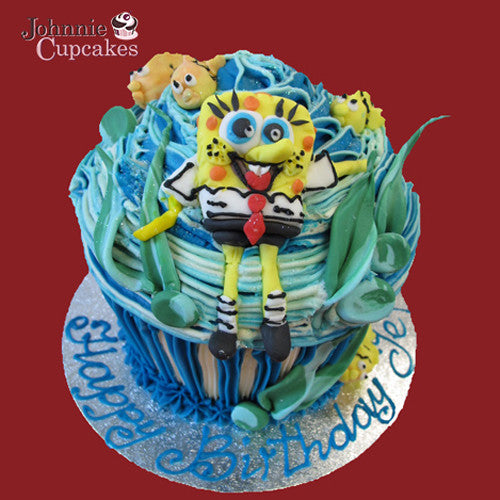 Giant Cupcake Sponge Bob - Johnnie Cupcakes